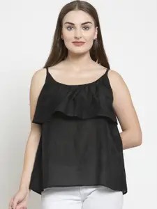 Purple State Women Black Solid Top