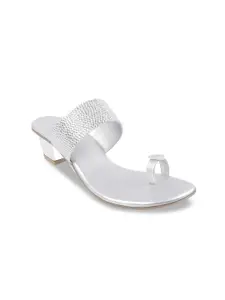 Mochi Women Silver-Toned Solid Heels