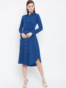 Berrylush Women Blue Shirt Dress