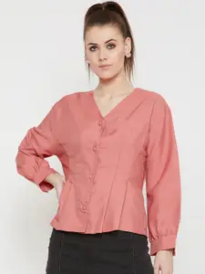 Carlton London Women Pink Solid Shirt Style Top
