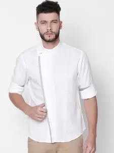 Linen Club Men White Regular Fit Solid Casual Shirt