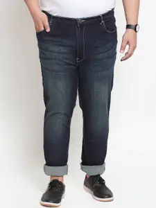 plusS Men Navy Blue Regular Fit Mid-Rise Clean Look Jeans