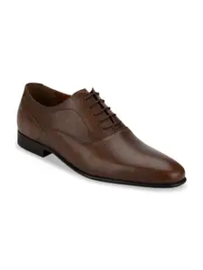 Red Tape Men Tan Brown Solid Leather Formal Oxfords