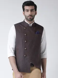 Kisah Men Brown Printed Nehru Jackets