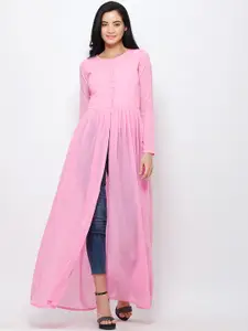 Cation Women Pink Solid Maxi Top