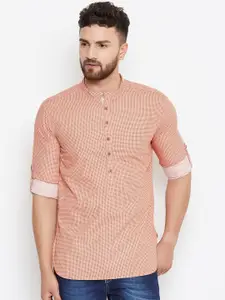 even Men Orange Printed Straight Kurta