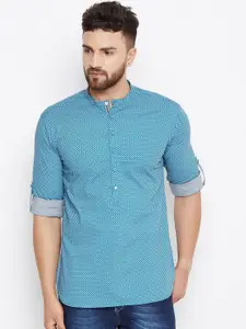 even Men Blue Printed Straight Kurta