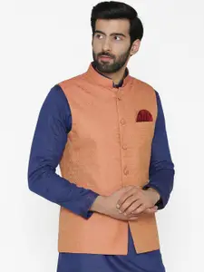 Wintage Men Orange Nehru Jacket