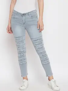 Nifty Women Grey Slim Fit Mid-Rise Highly Distressed Stretchable Jeans