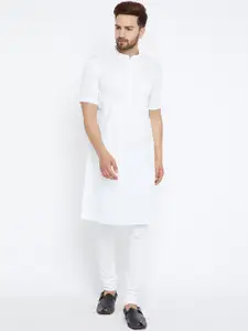 even Men White Solid Kurta with Churidar