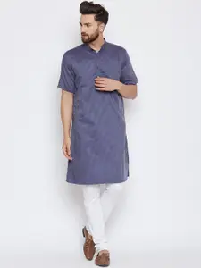 even Men Grey Striped Kurta with Churidar