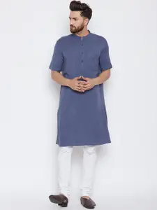 even Men Grey Solid Kurta with Churidar