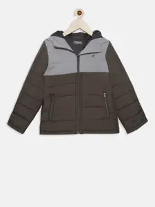 t-base Boys Olive Green Colourblocked Lightweight Puffer Jacket