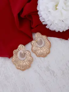 Tistabene Gold-Toned & Silver-Toned Peacock Shaped Drop Earrings