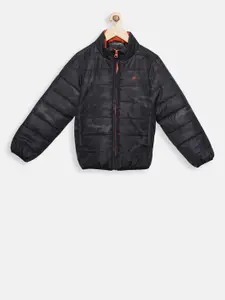 t-base Boys Black Printed Lightweight Puffer Jacket