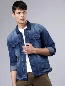 HIGHLANDER Men Blue Washed Lightweight Denim Jacket