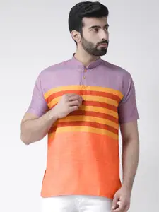 Hangup Men Multicoloured & Multicoloured Striped Straight Kurta