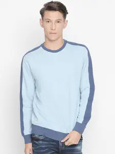 Basics Men Blue Colourblocked Sweatshirt