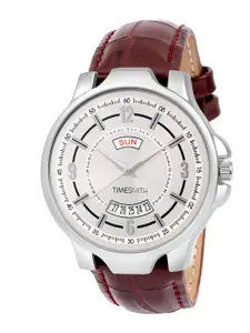 TIMESMITH Men White & Steel-Toned Leather Analogue Watch TSC-081