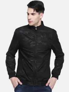 t-base Men Black Printed Lightweight Jacket