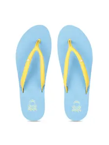 United Colors of Benetton Women Blue Solid Thong Flip-Flops