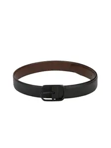 Teakwood Leathers Men Black & Brown Solid Reversible Leather Belt