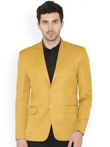 Wintage Men Yellow Solid Regular Fit Single-Breasted Blazer