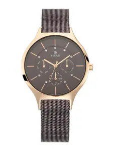 Titan Slimline Ladies Women Brown Analogue watch 95067KM01