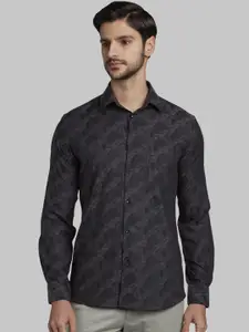 Parx Men Black & Grey Slim Fit Printed Casual Shirt
