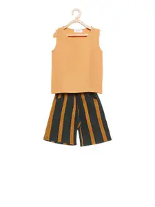 Camey Girls Multicoloured Solid Top with Palazzos