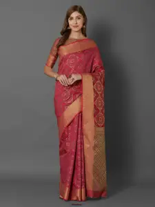 Mitera Pink Silk Blend Woven Design Banarasi Saree