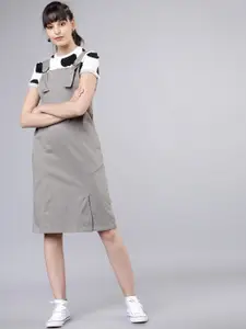 Tokyo Talkies Women Grey Pinafore Dress