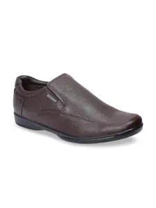 Red Chief Men Brown Textured Formal Slip-Ons