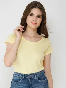 Cation Women Yellow Solid Top