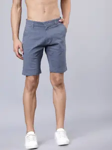 HIGHLANDER Men Grey Checked Slim Fit Regular Shorts