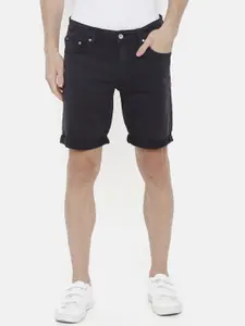 Celio Men Black Solid Regular Fit Denim Shorts