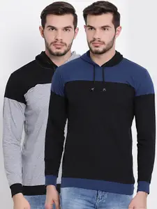 MACK JONNEY Men Multicoloured Colourblocked Pack Of 2 Hood T-shirt