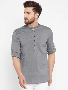 even Men Grey Solid Straight Kurta
