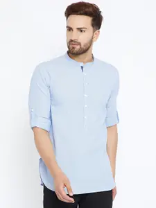 even Men Blue Solid Straight Kurta