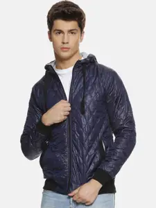 Campus Sutra Men Blue Solid Bomber  Jacket