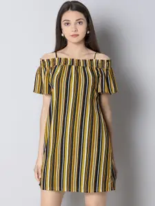 FabAlley Women Yellow & Black A-Line Dress