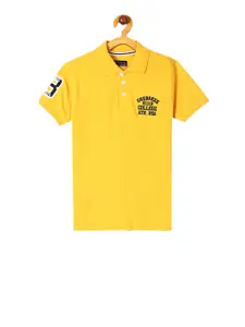 Cherokee Boys Yellow Printed Polo Collar Pure Cotton T-shirt