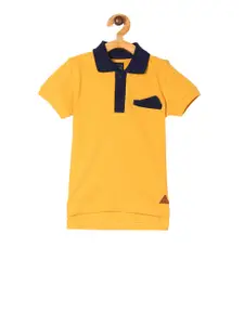 Cherokee Boys Yellow Solid Polo Collar Pure Cotton T-shirt