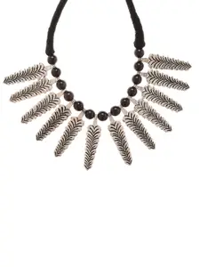 Bamboo Tree Jewels Silver-Toned & Black Metal Handcrafted Necklace