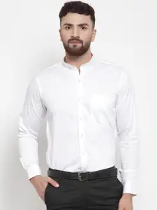 Hancock Men White Slim Fit Solid Formal Shirt