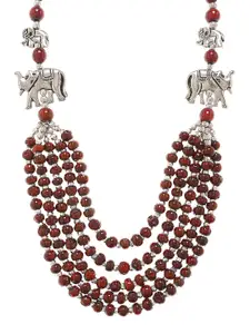 Bamboo Tree Jewels Silver-Toned & Red Metal Handcrafted Necklace