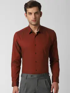 Peter England Men Brown Slim Fit Solid Formal Shirt