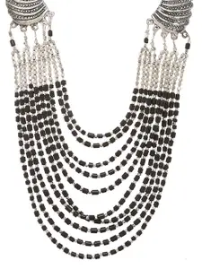 Bamboo Tree Jewels Silver-Toned & Black Metal Handcrafted Necklace