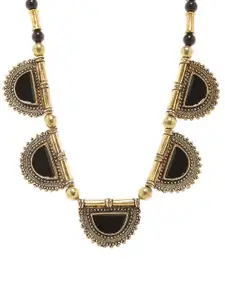 Bamboo Tree Jewels Gold-Toned & Black Statement Necklace