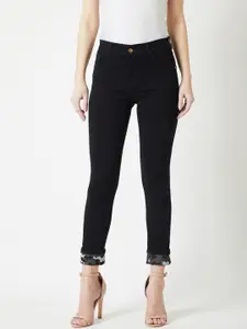 Miss Chase Women Black Slim Fit High-Rise Clean Look Stretchable Jeans